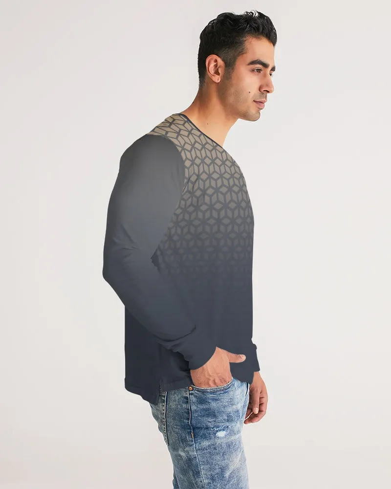 Blue Latte Geometric Fade Men's Long Sleeve T Shirt