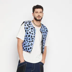 Blue Leopard Quilted Gillet