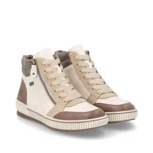 Brown/White Zip Up Lace High Top Bootie