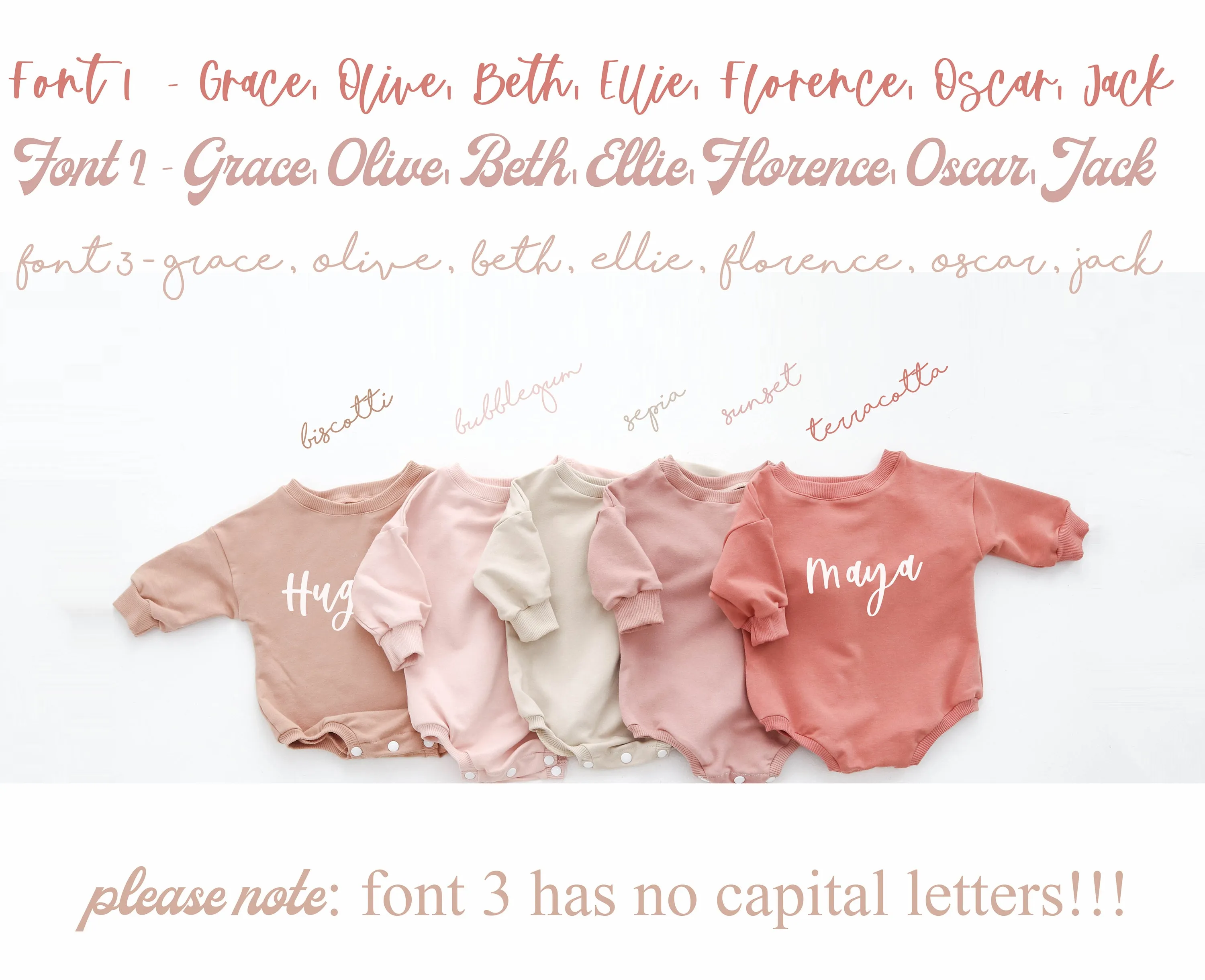 Bubble Gum PERSONALISED sweatshirt romper. { 3 FONTS }