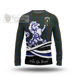 Buchanan Hunting Tartan Long Sleeve T-Shirt with Alba Gu Brath Regal Lion Emblem