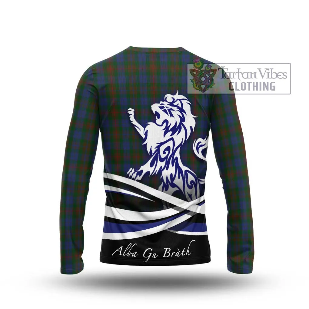 Buchanan Hunting Tartan Long Sleeve T-Shirt with Alba Gu Brath Regal Lion Emblem