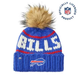 BUFFALO BILLS LELE SADOUGHI X NFL ROYAL BLUE BEANIE FAUX FUR POM