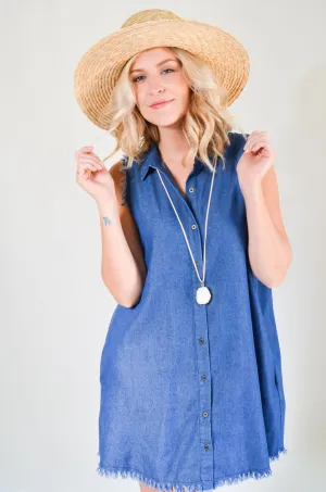 Button Down Denim Shirt Dress