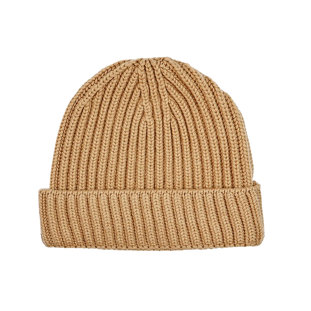 Camel Cashmere Ribbed Beanie