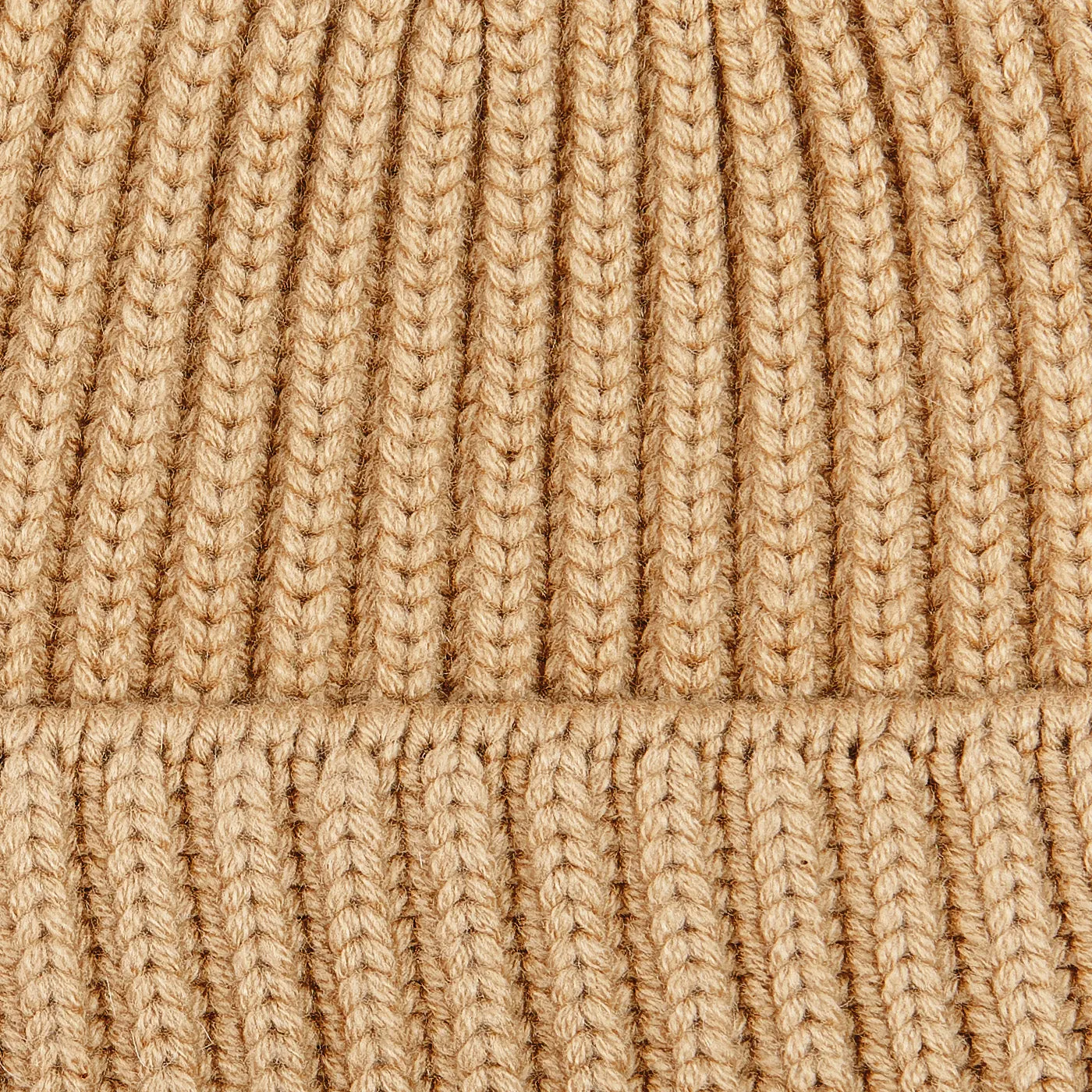 Camel Cashmere Ribbed Beanie