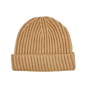 Camel Cashmere Ribbed Beanie