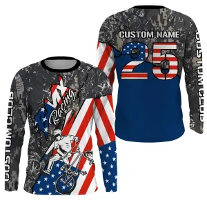 Camo American BMX Cycling Long Sleeve Shirt Custom Patriotic BMX Racing Jersey Team Racewear