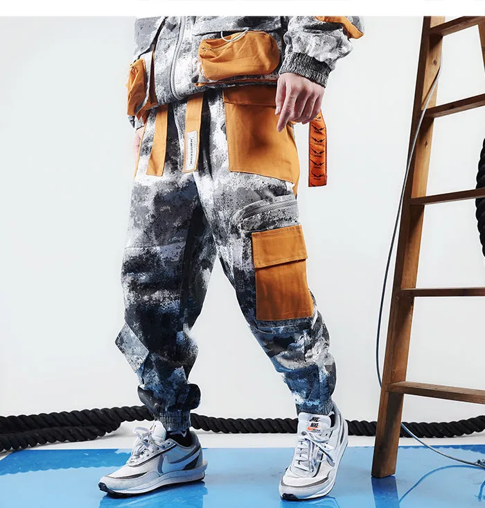 Camouflage Patchwork Men Oversized Cargo Pants