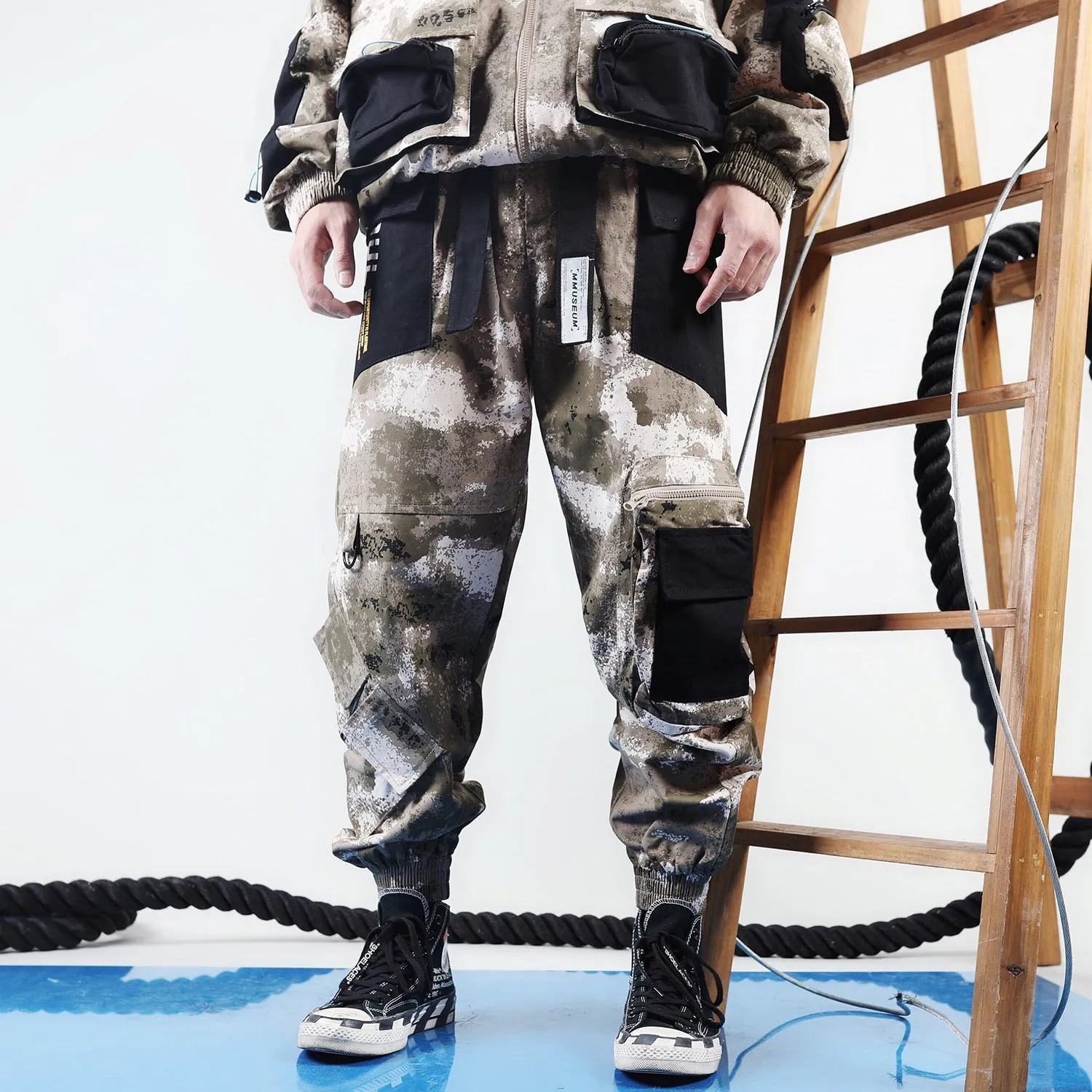 Camouflage Patchwork Men Oversized Cargo Pants