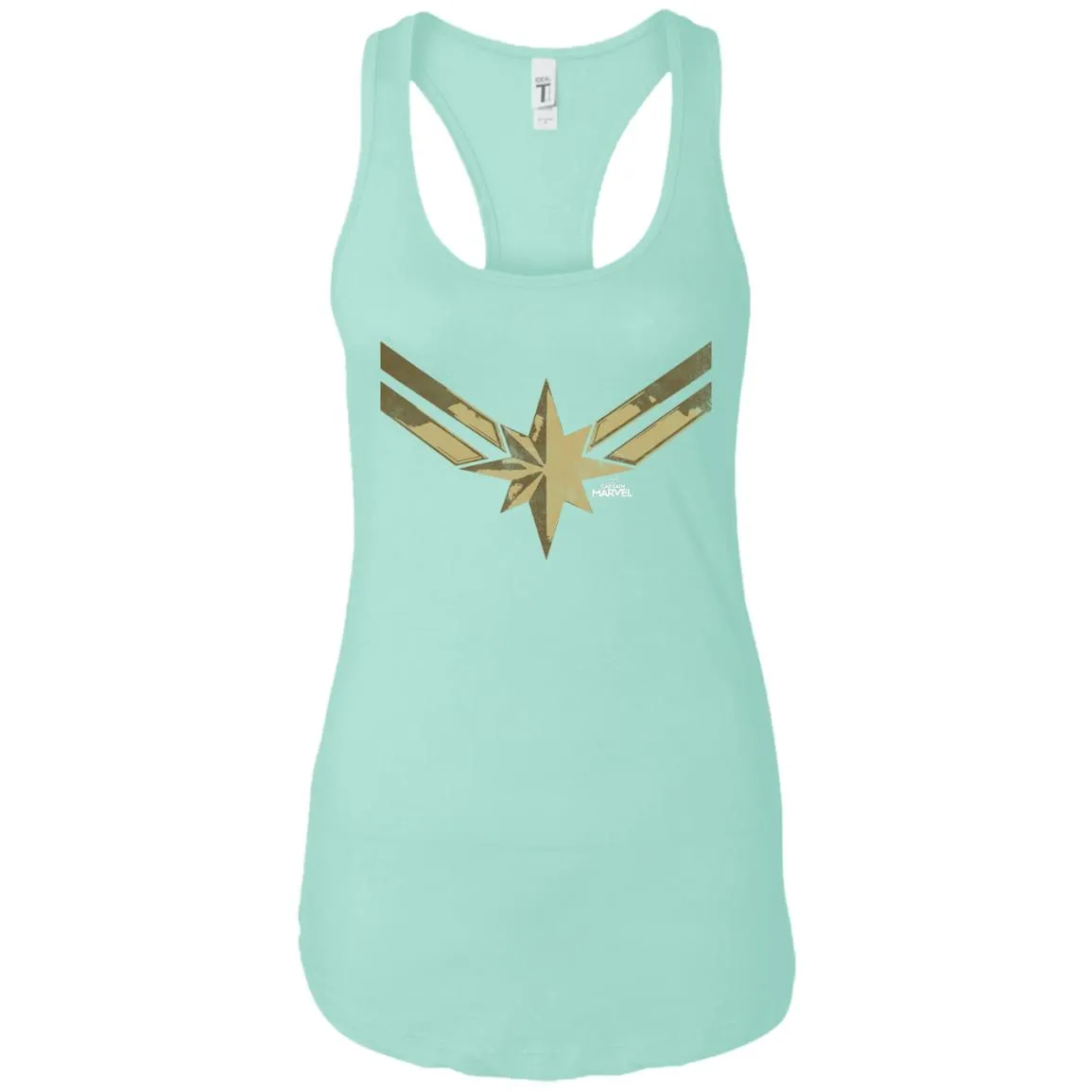 Captain Marvel Simple Gold Shadowed Logo Women Tank Top