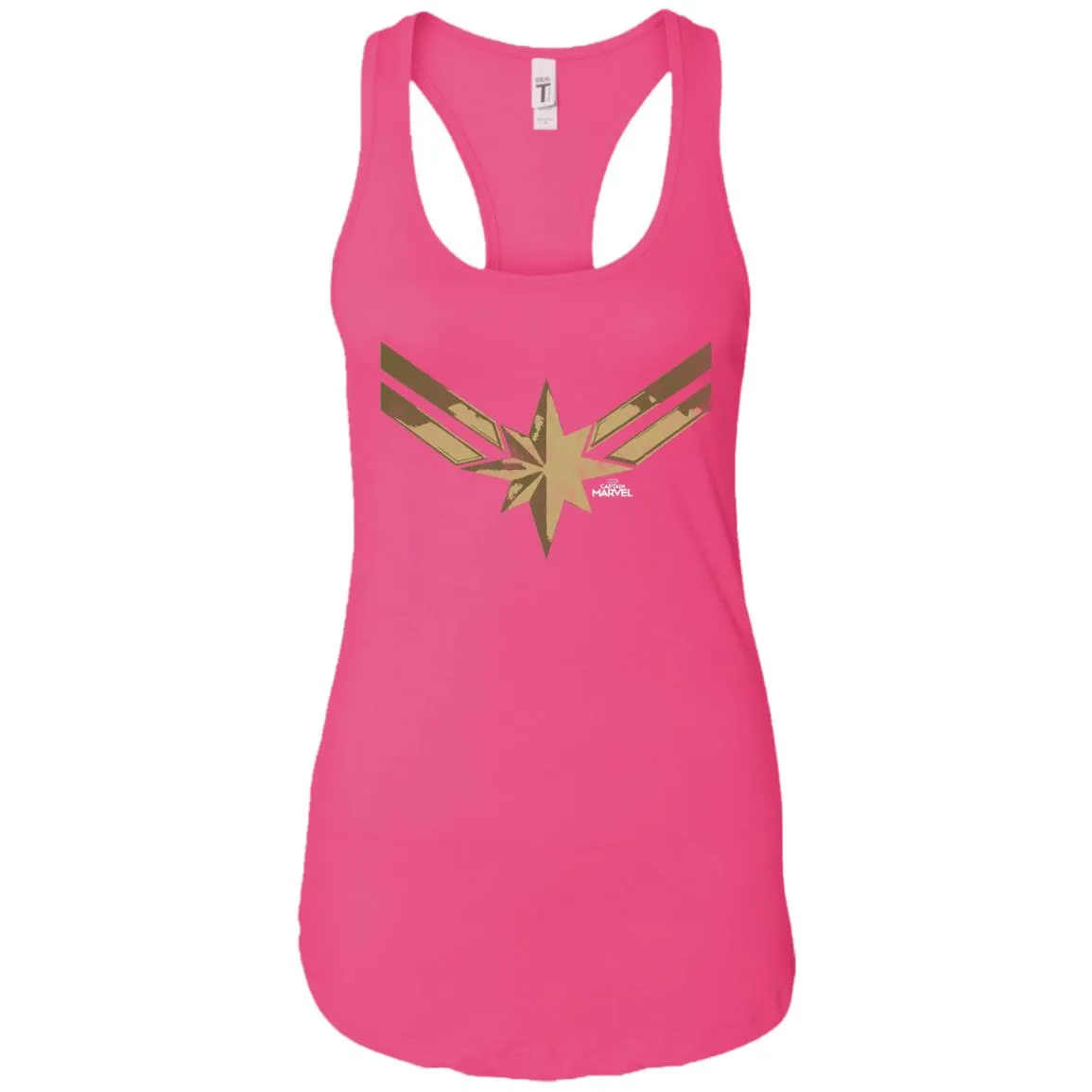 Captain Marvel Simple Gold Shadowed Logo Women Tank Top