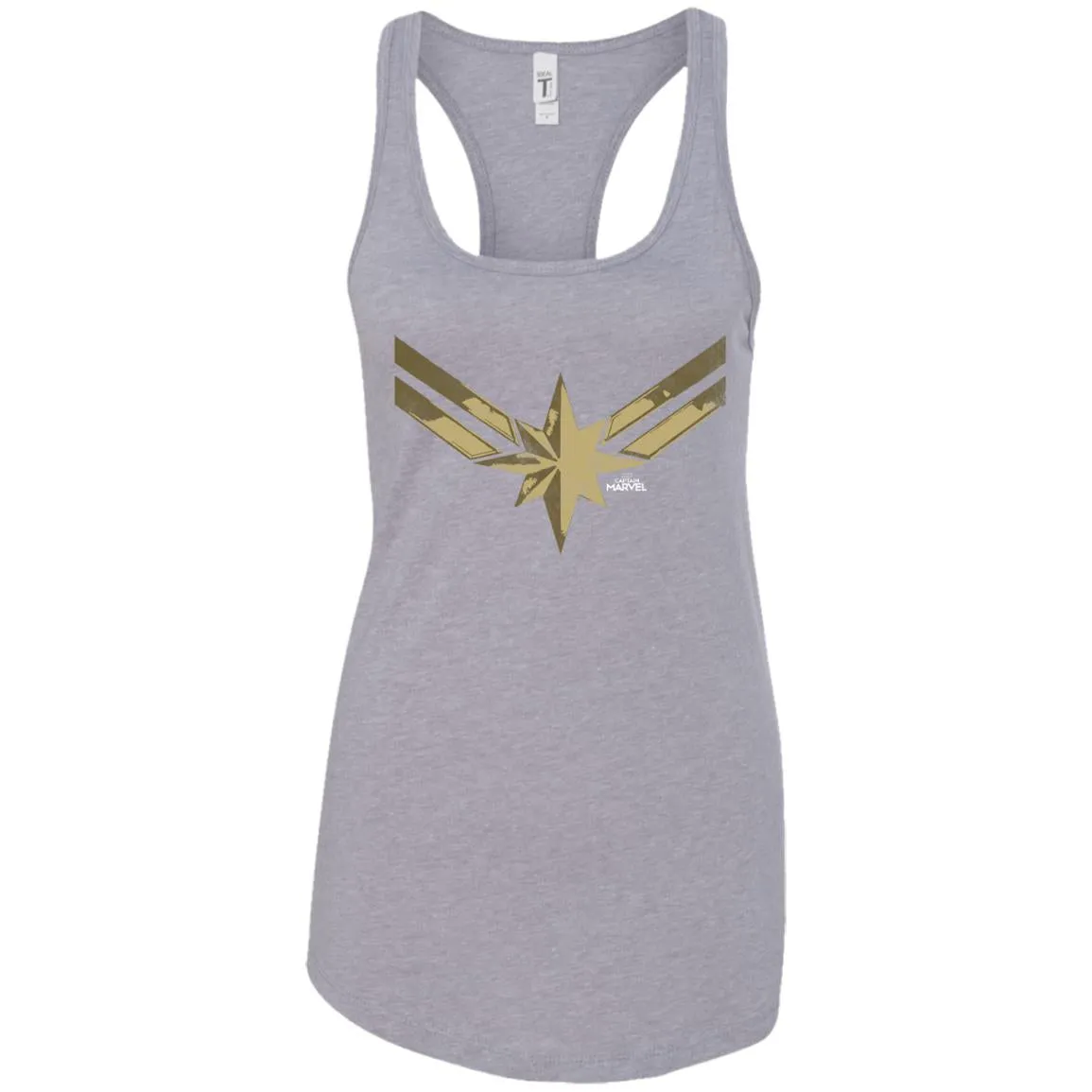 Captain Marvel Simple Gold Shadowed Logo Women Tank Top