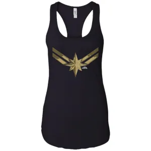 Captain Marvel Simple Gold Shadowed Logo Women Tank Top