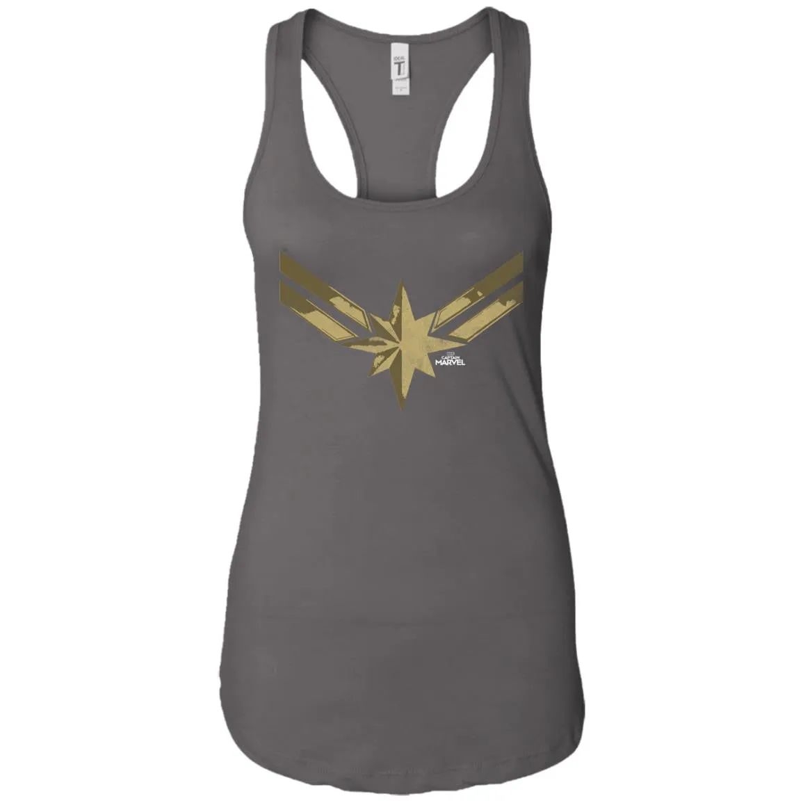 Captain Marvel Simple Gold Shadowed Logo Women Tank Top