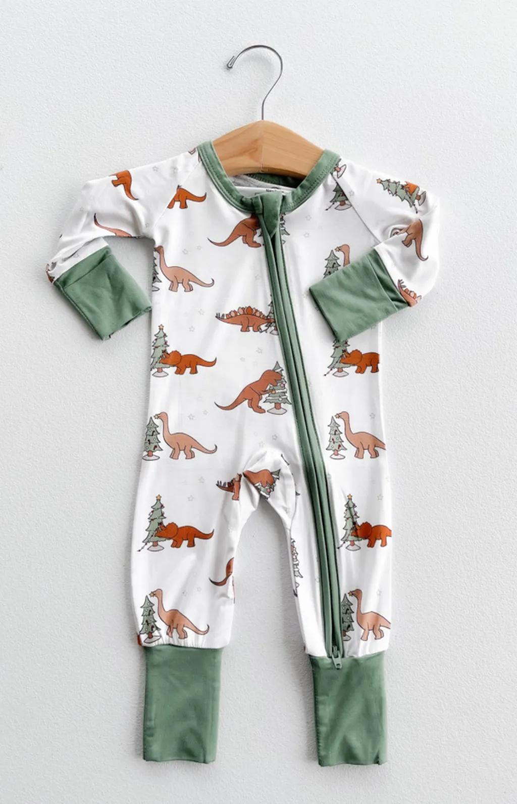 Christmas Tree Dino Bamboo Romper