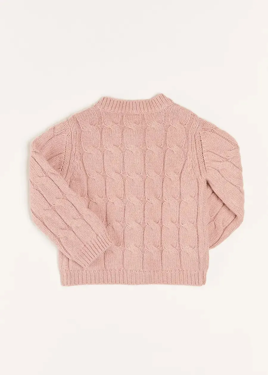 Chunky Cable Detail Cardigan in Pink (6mths-10yrs)