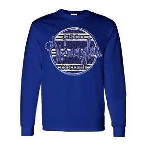 Cisco College Wranglers - Animal Print Stripe Circle Long Sleeve T-Shirt