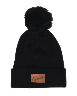 Classic Leather Script Puff Beanie