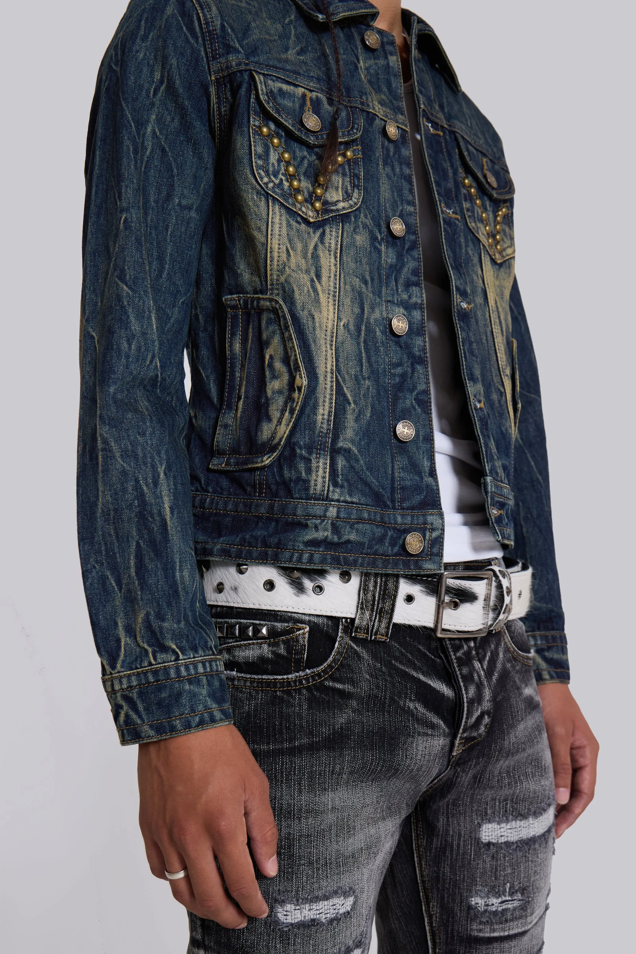 Creased Wash Stud Denim Jacket