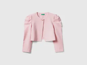 Cropped jacket with puff sleeves