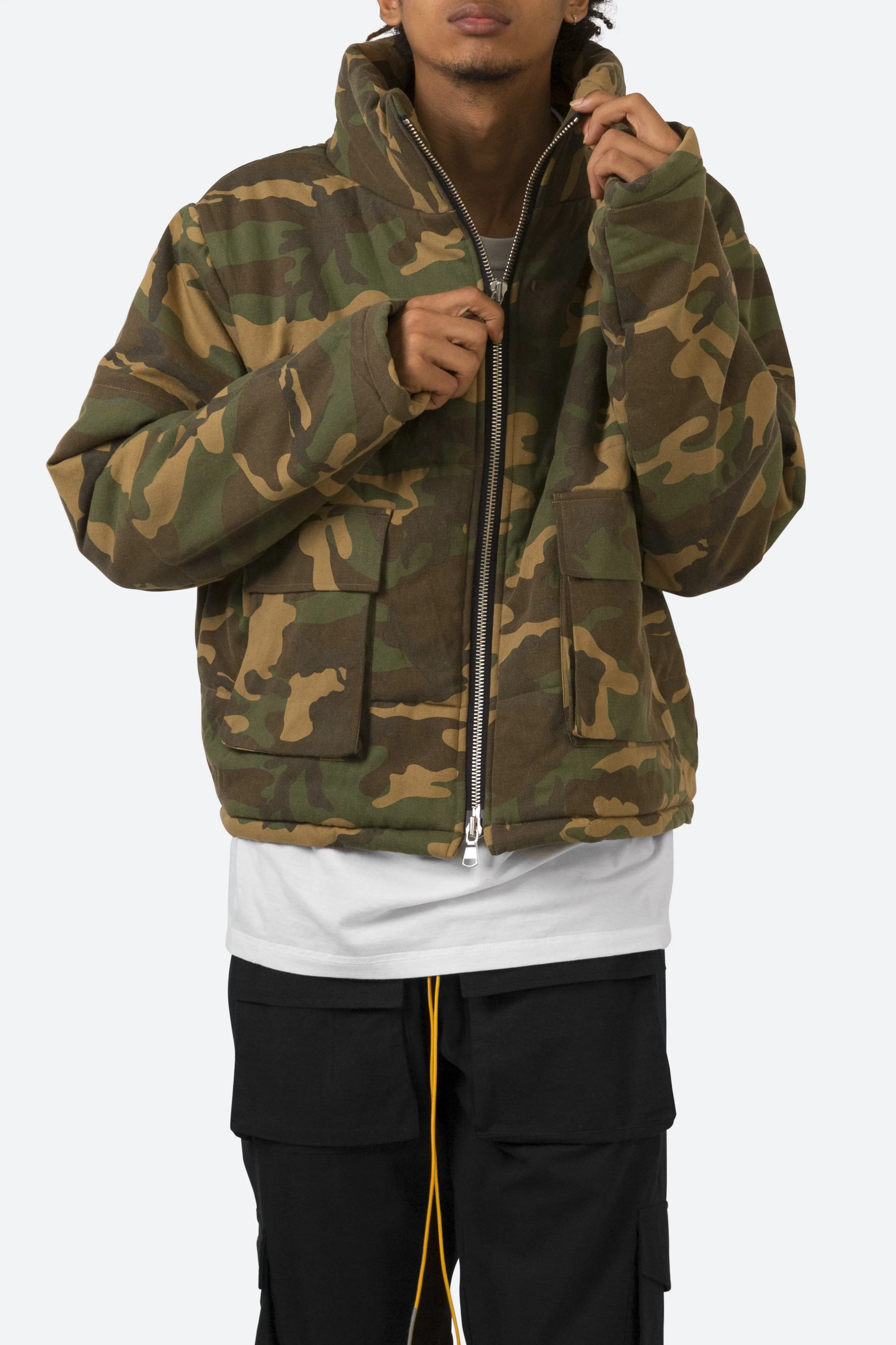 Cropped Puffer Jacket - Camo