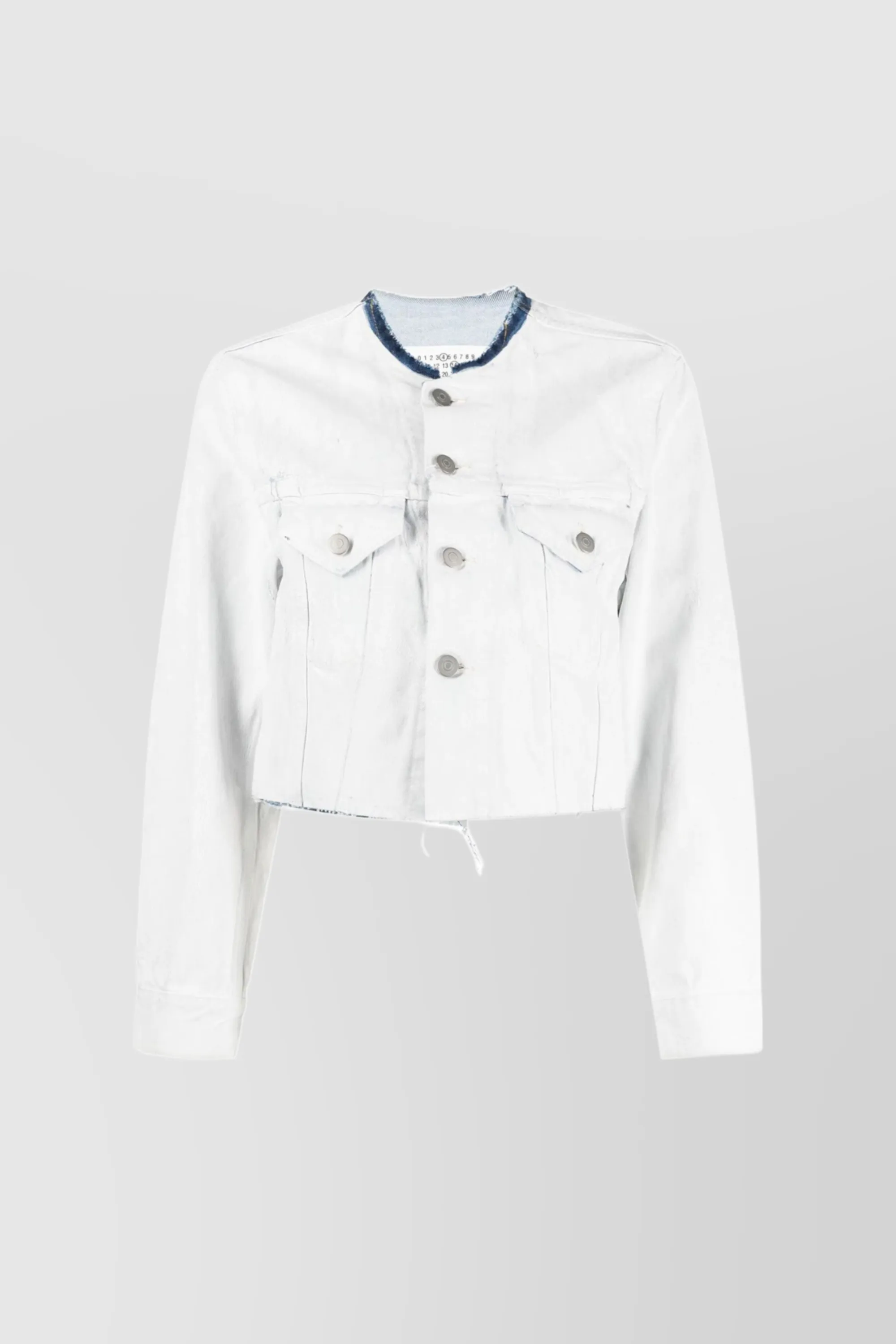 Cropped white denim jacket