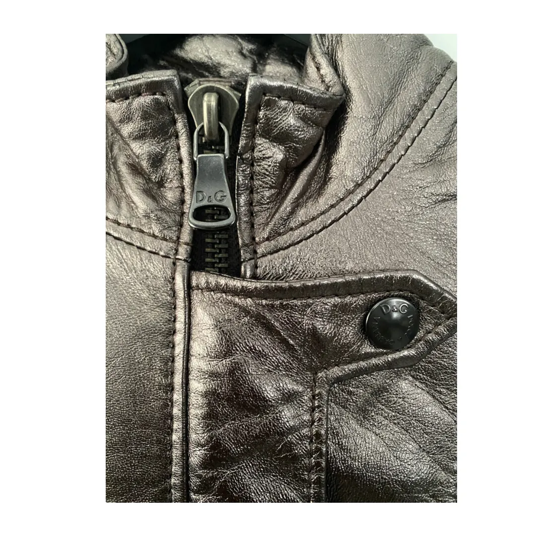 D&G Leather Jacket Metallic SIZE 8