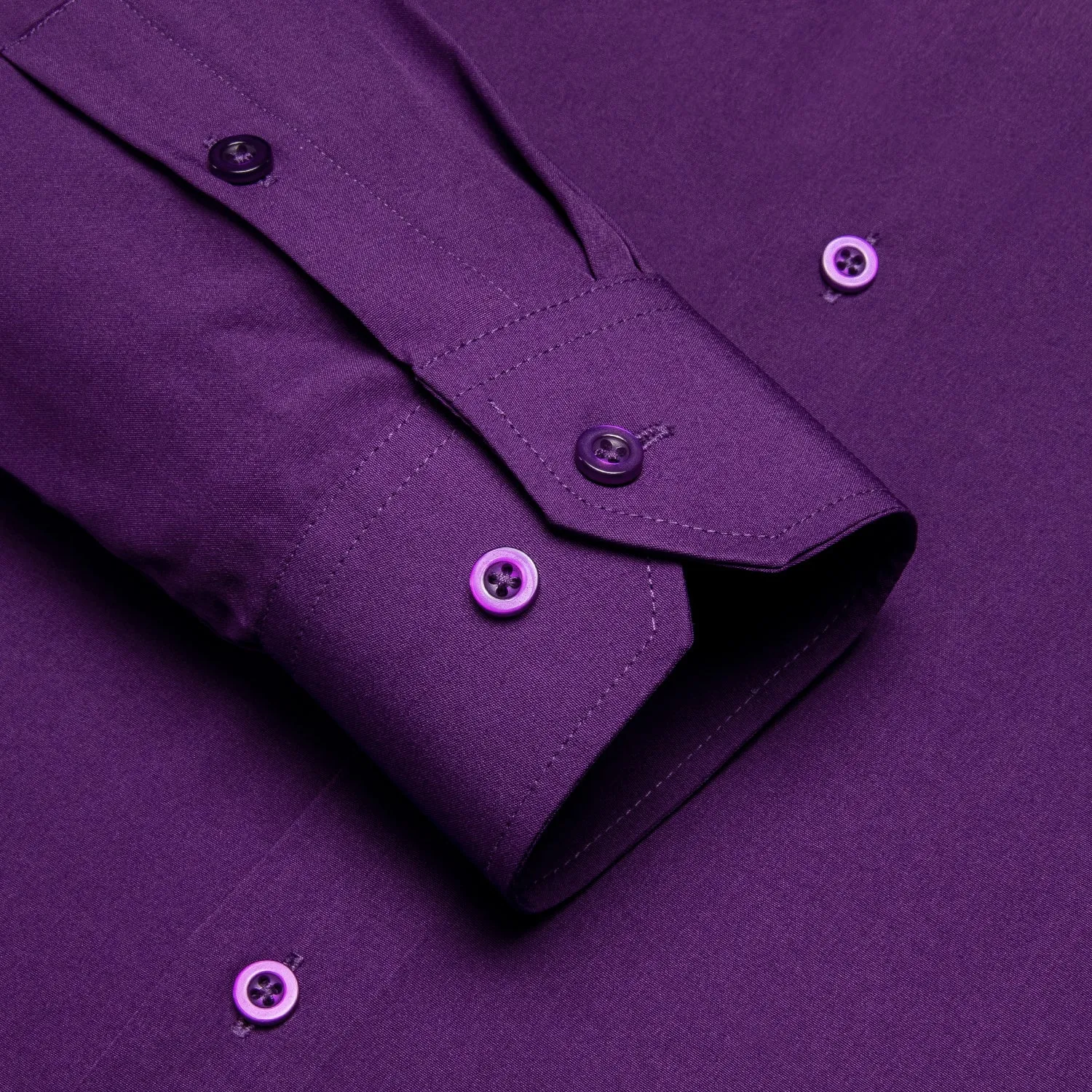 Dark Purple Solid Four-way Stretch Fabric Men's Long Sleeve Shirt