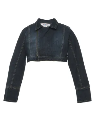 Dark Wash Cropped Y2K Denim Jacket - M