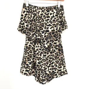 Davi&Dani Strapless Ruffle Animal Print Romper- Size S