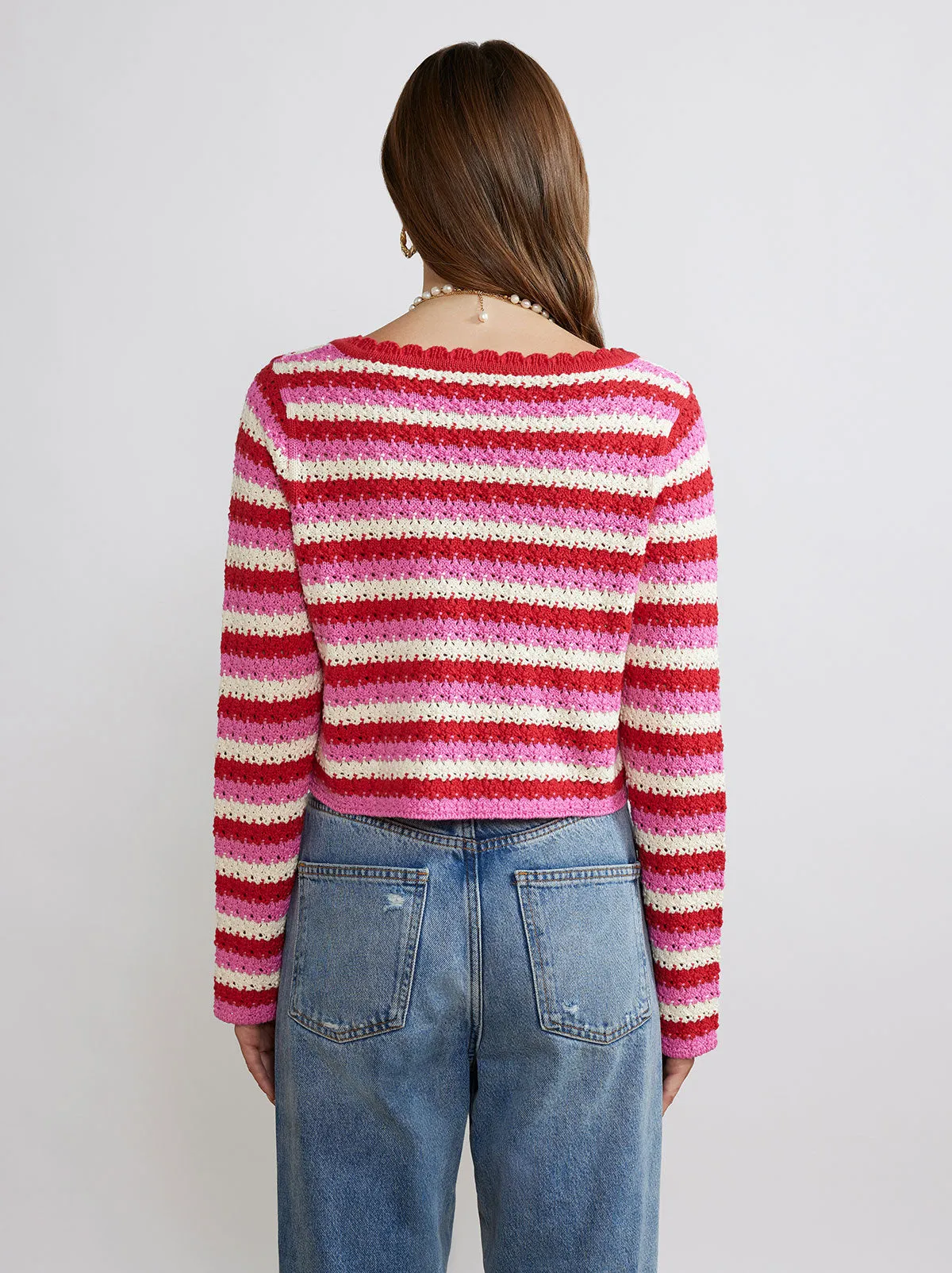 Dionne Pink Stripe Knit Cardigan