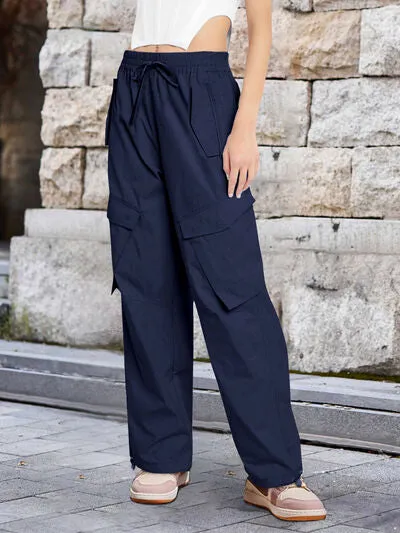 Drawstring High Waist Cargo Pants