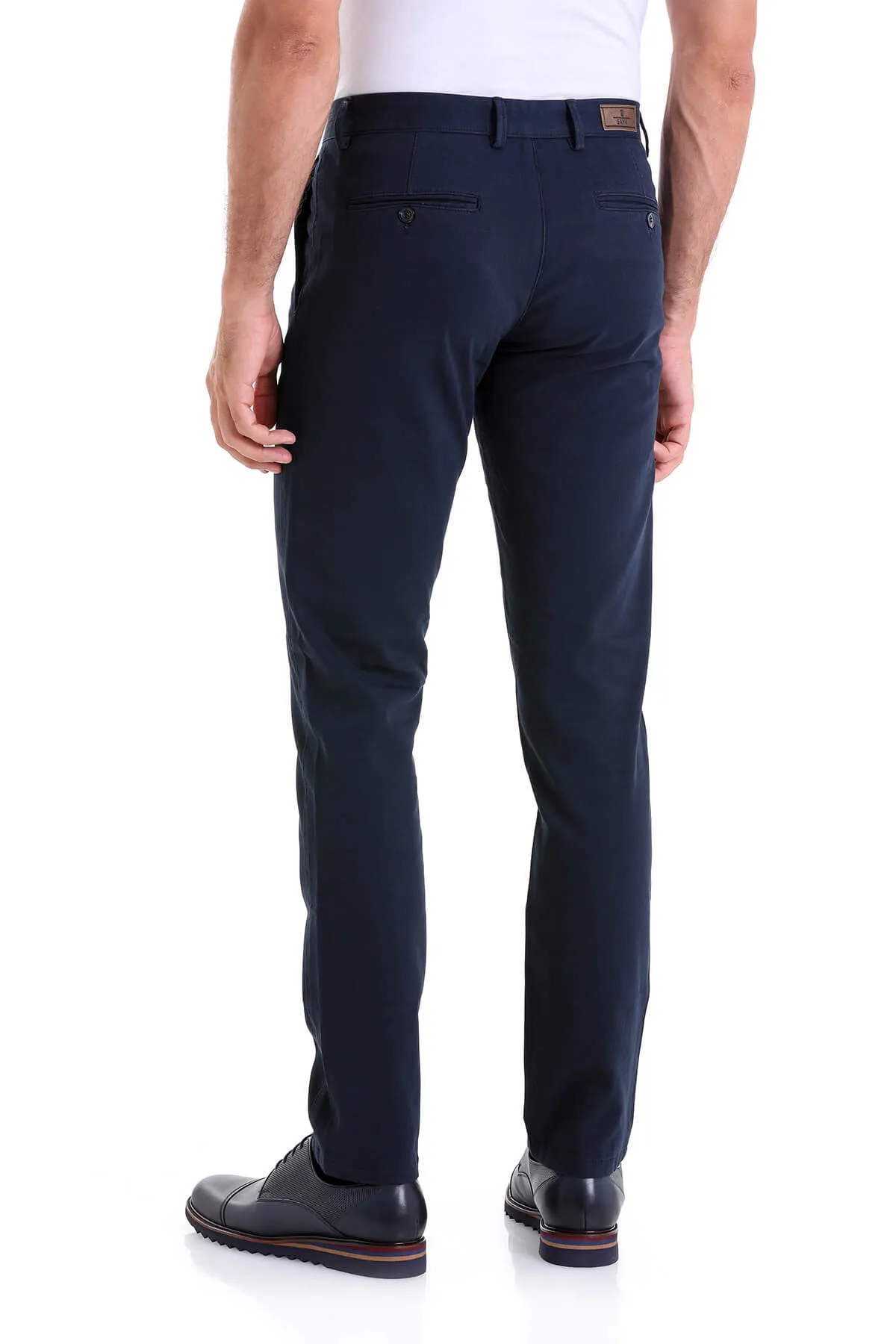 Dynamic Fit High Waist Cotton Navy Casual Pants