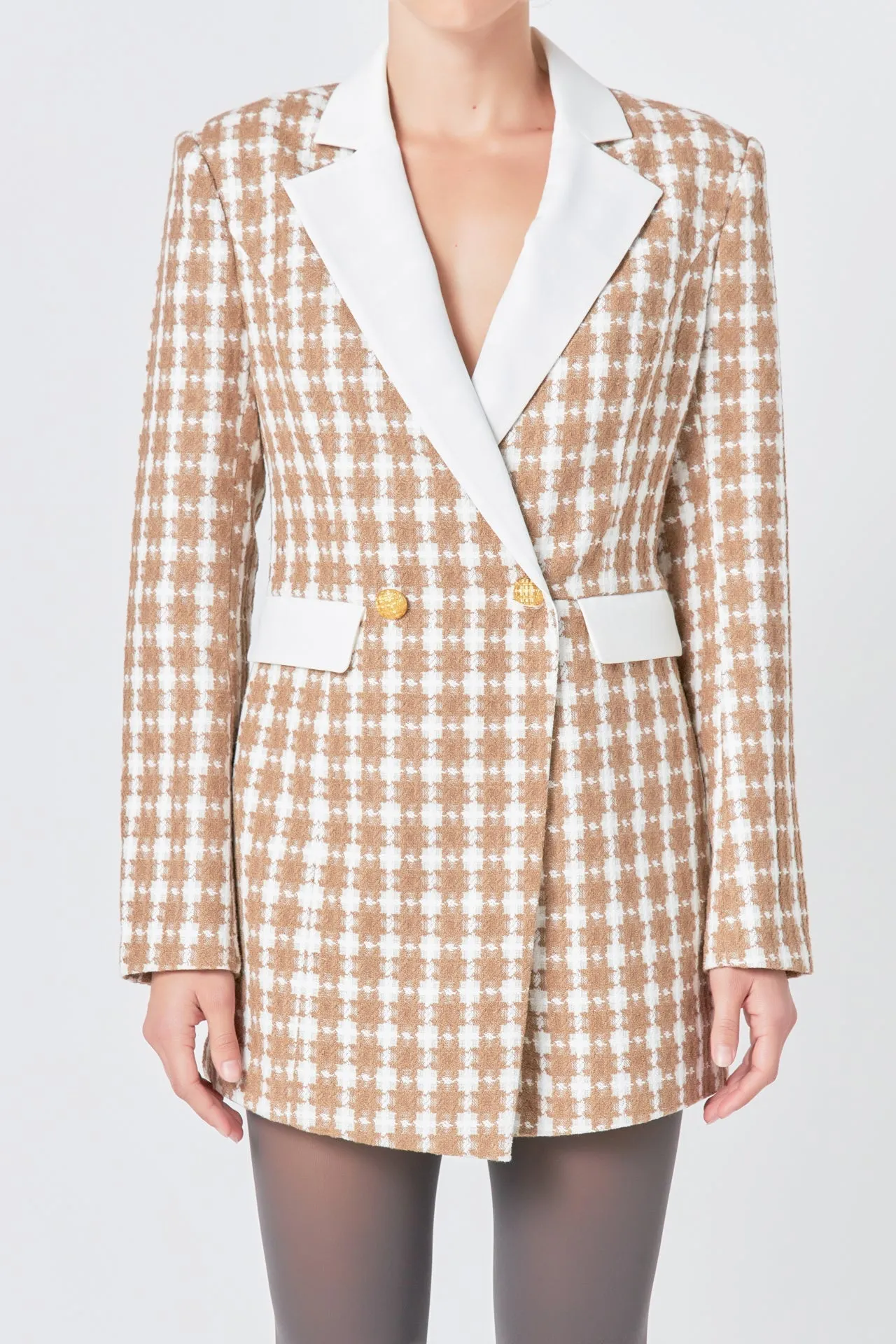 Endless Rose - Premium Houndstooth Blazer Romper