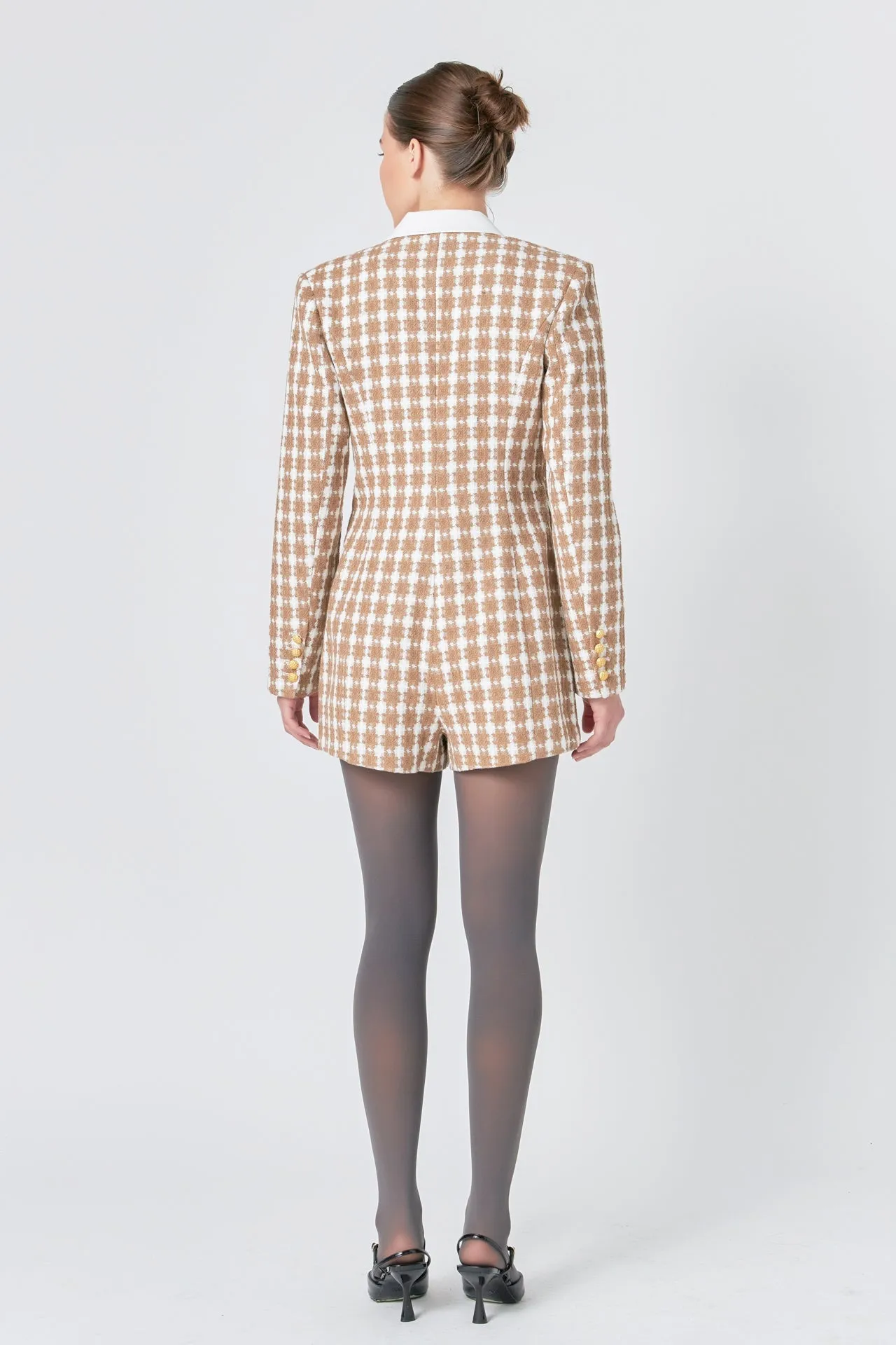 Endless Rose - Premium Houndstooth Blazer Romper