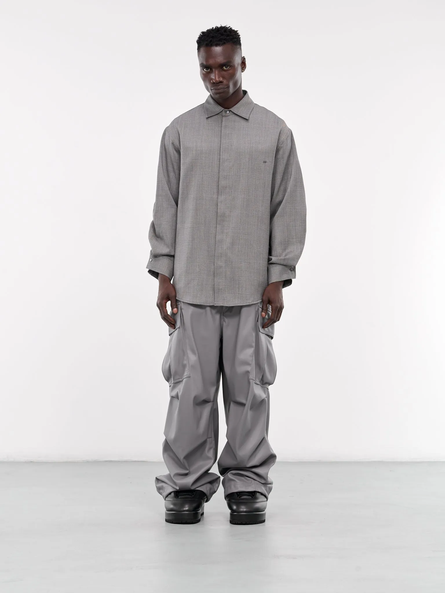 Faux Leather Cargo Pants (MTR71-FLT03-LIGHT-GREY)