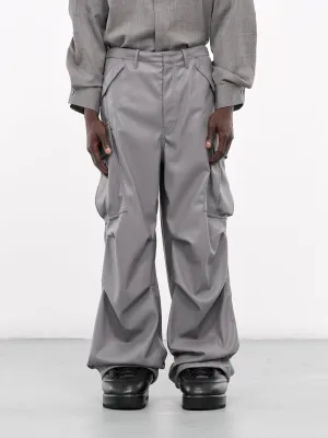 Faux Leather Cargo Pants (MTR71-FLT03-LIGHT-GREY)