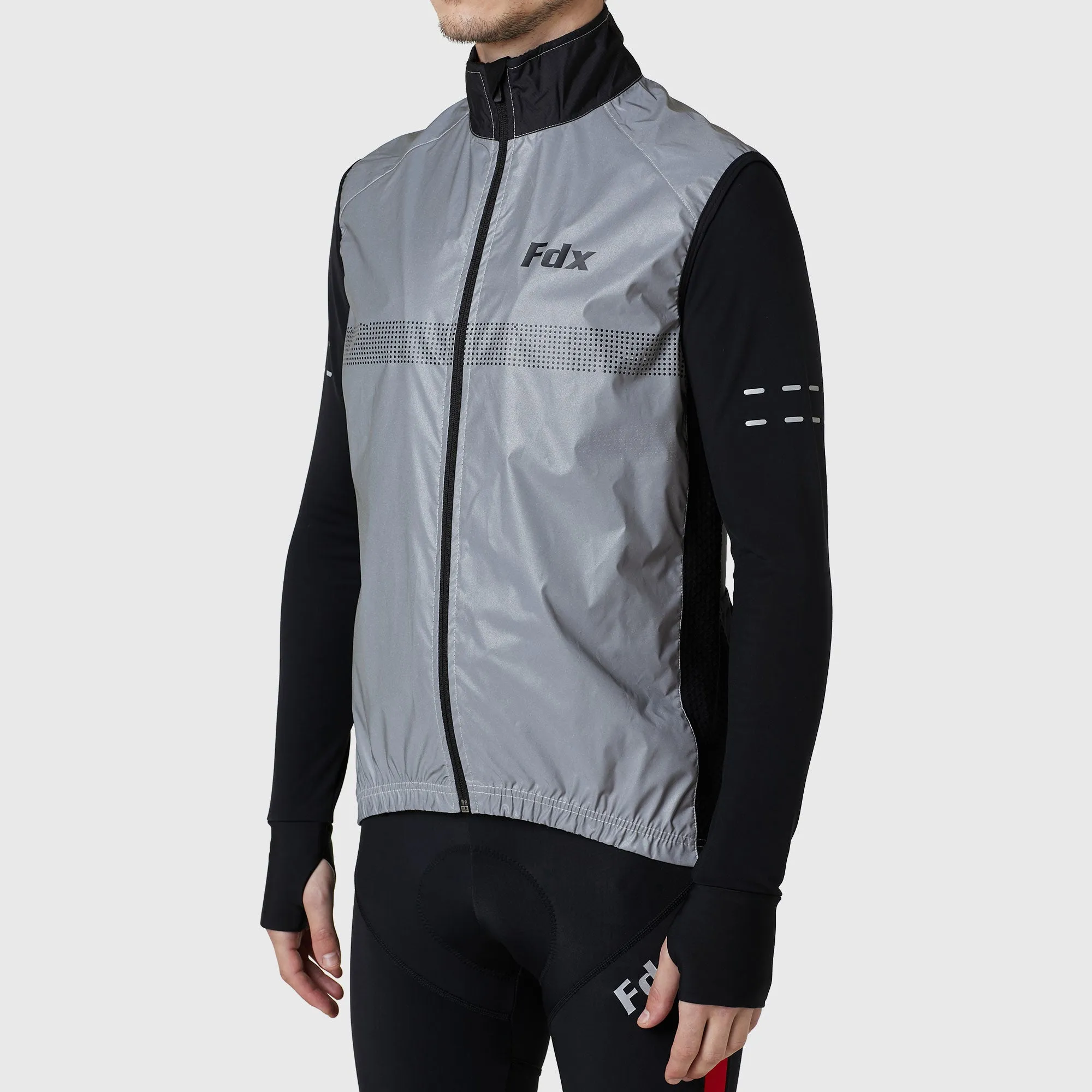 Fdx 360 Hi-Vis Reflective Grey Men's & Boy's Gilet For Cycling & Running