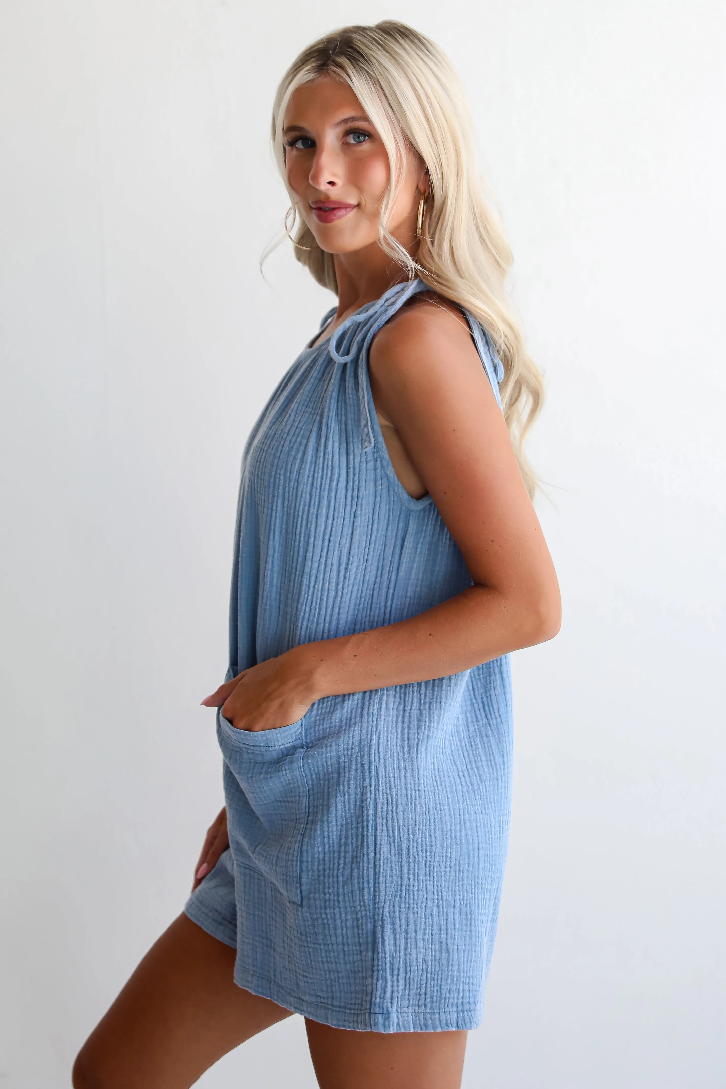 FINAL SALE - Essential Aspect Denim Linen Romper