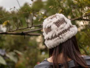 Fluffy Beanie, Faux Fur Winter Hat, Bucket Vegan Fur Hat, Stylish Faux Fur Hat