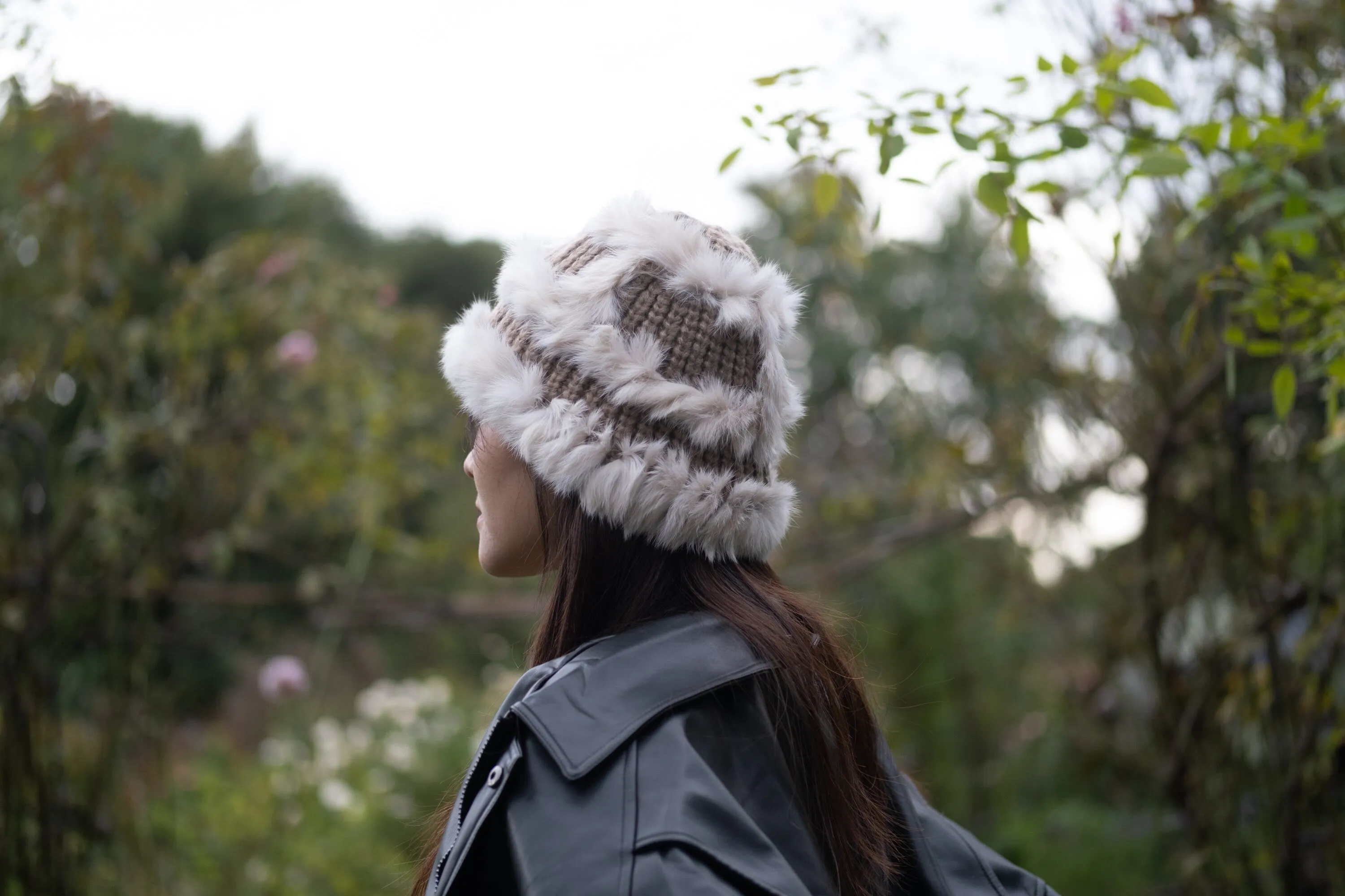 Fluffy Beanie, Faux Fur Winter Hat, Bucket Vegan Fur Hat, Stylish Faux Fur Hat