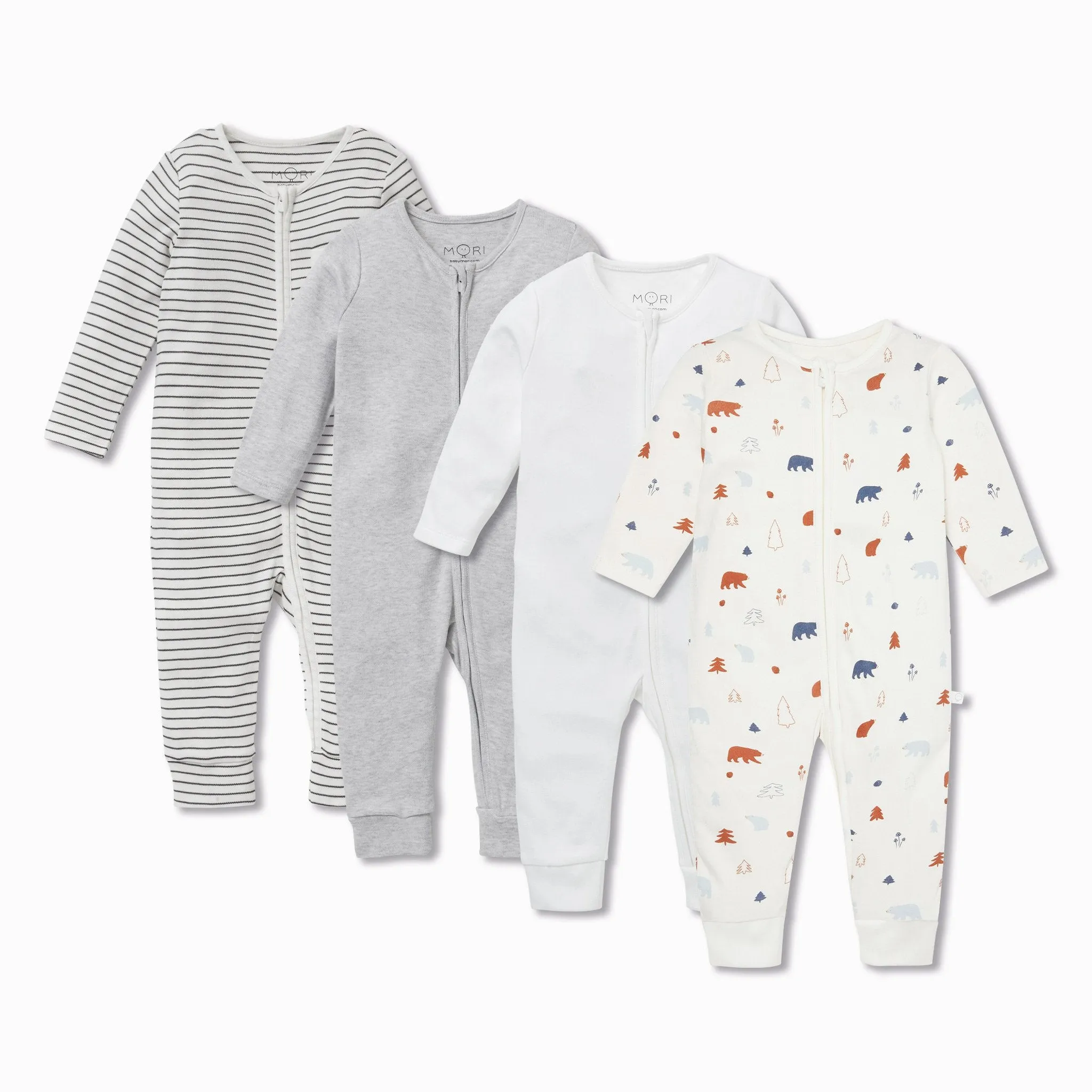 Forest Bear Zip Romper 4 Pack