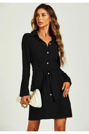 FS Collection Shirt Mini Wrap Dress In Black