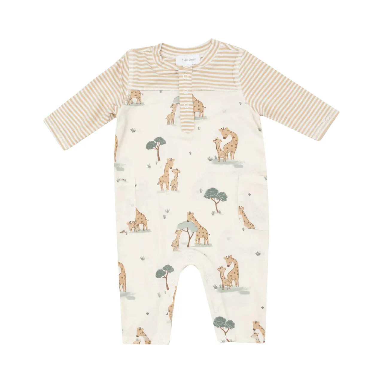 Giraffe Families Romper with Contrast Sleeve