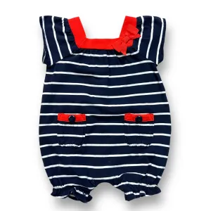 Girls Carter's Size 3 Months Navy Blue Striped Snap Bottom Romper