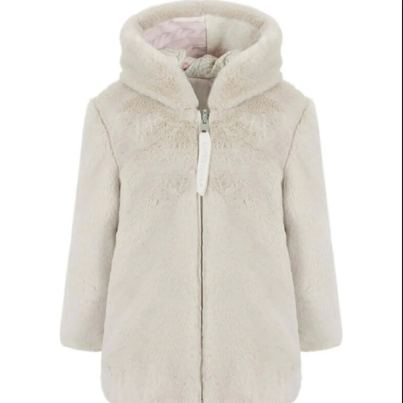 Girls Cream Reversible Faux Fur Coat