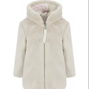 Girls Cream Reversible Faux Fur Coat