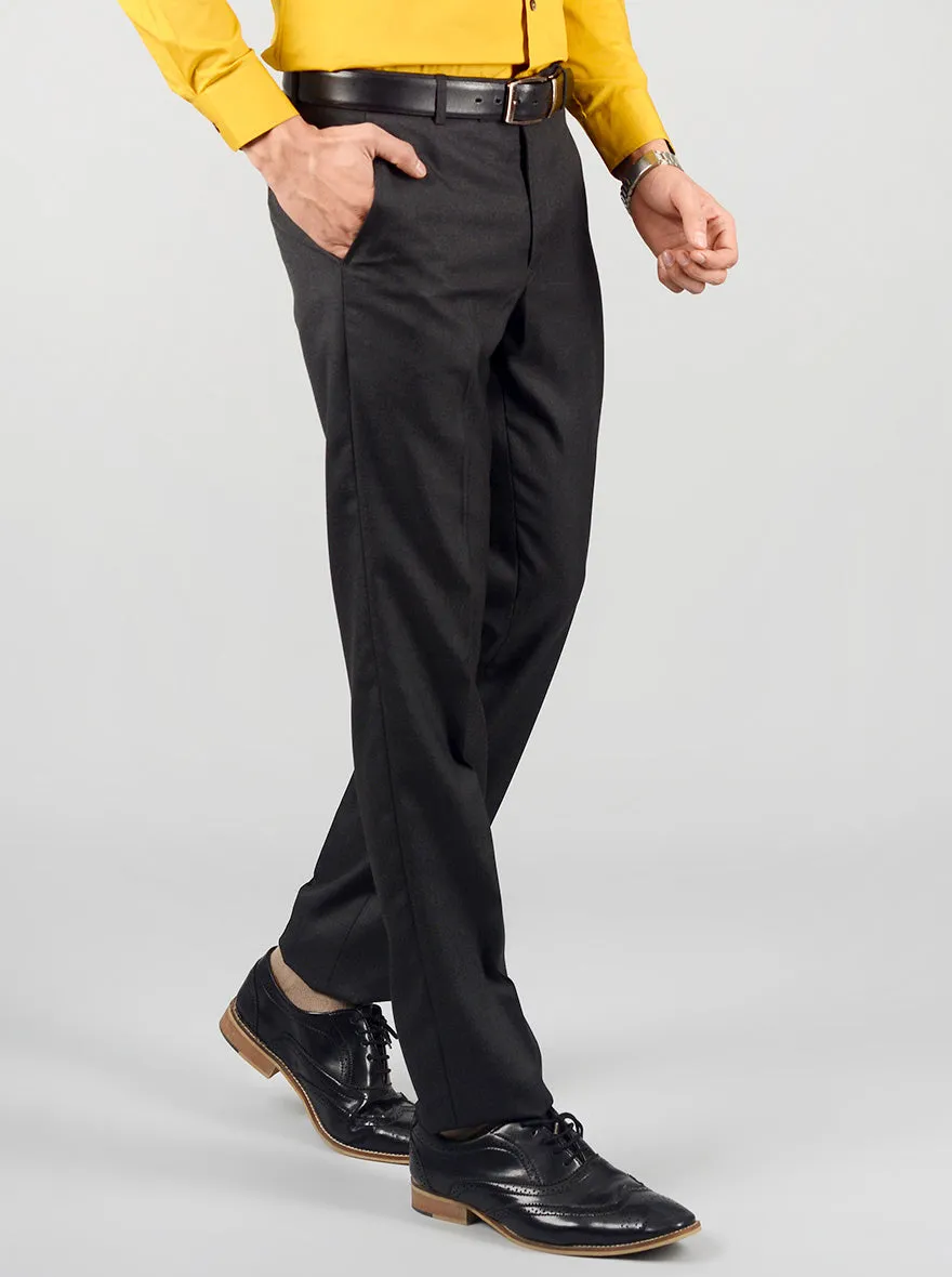 Grey Slim Fit Solid Formal Trouser | Greenfibre