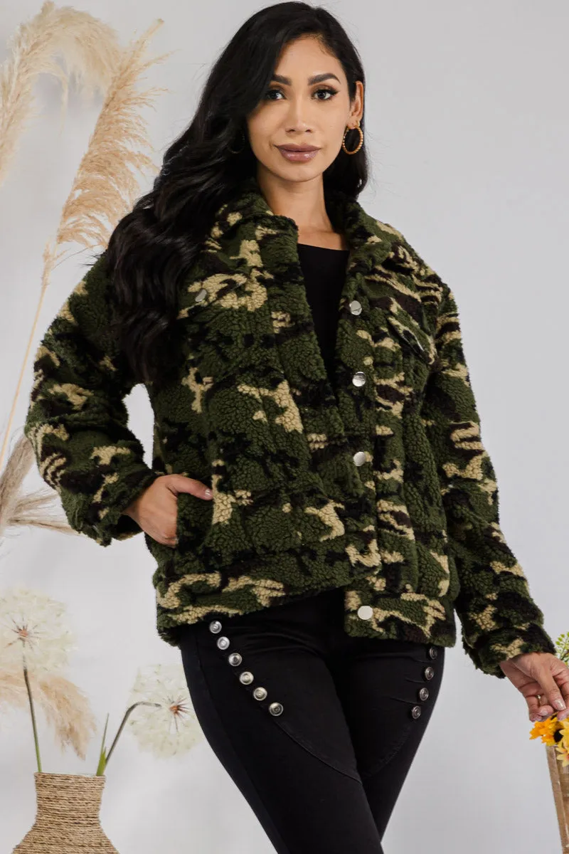 GSJ694A - Camo Print Fleece Jacket